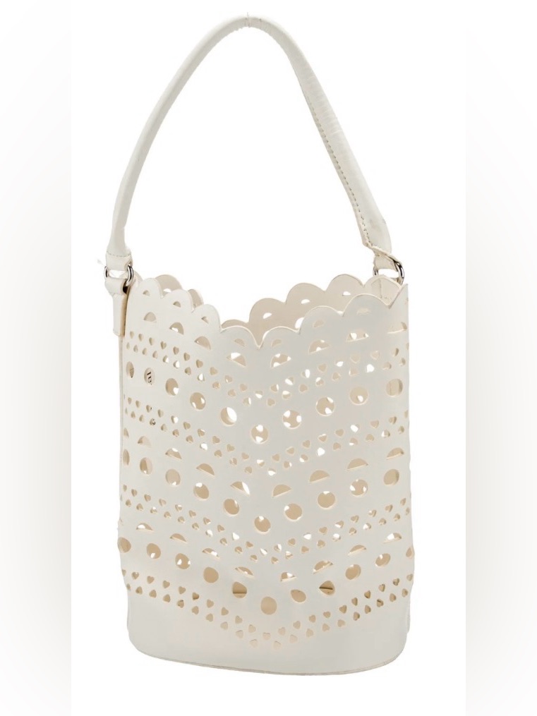 Neiman Marcus White Leather Bucket Bag
